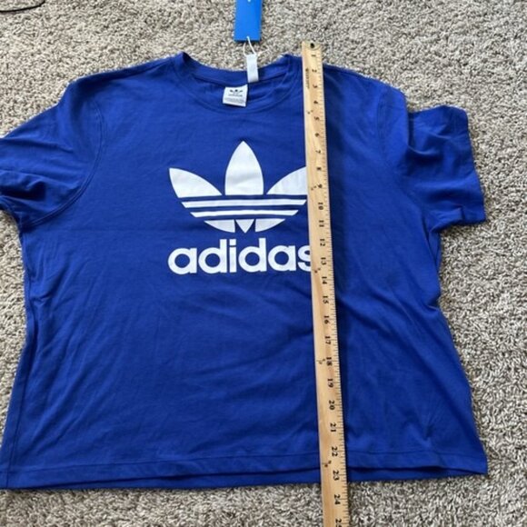 adidas IN8437 Women Blue Crew Neck Short Sleeve Trefoil Boxy T-Shirt Size Large - Picture 6 of 10